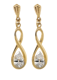 9ct Gold Infinity Drop Cubic Zirconia Earring