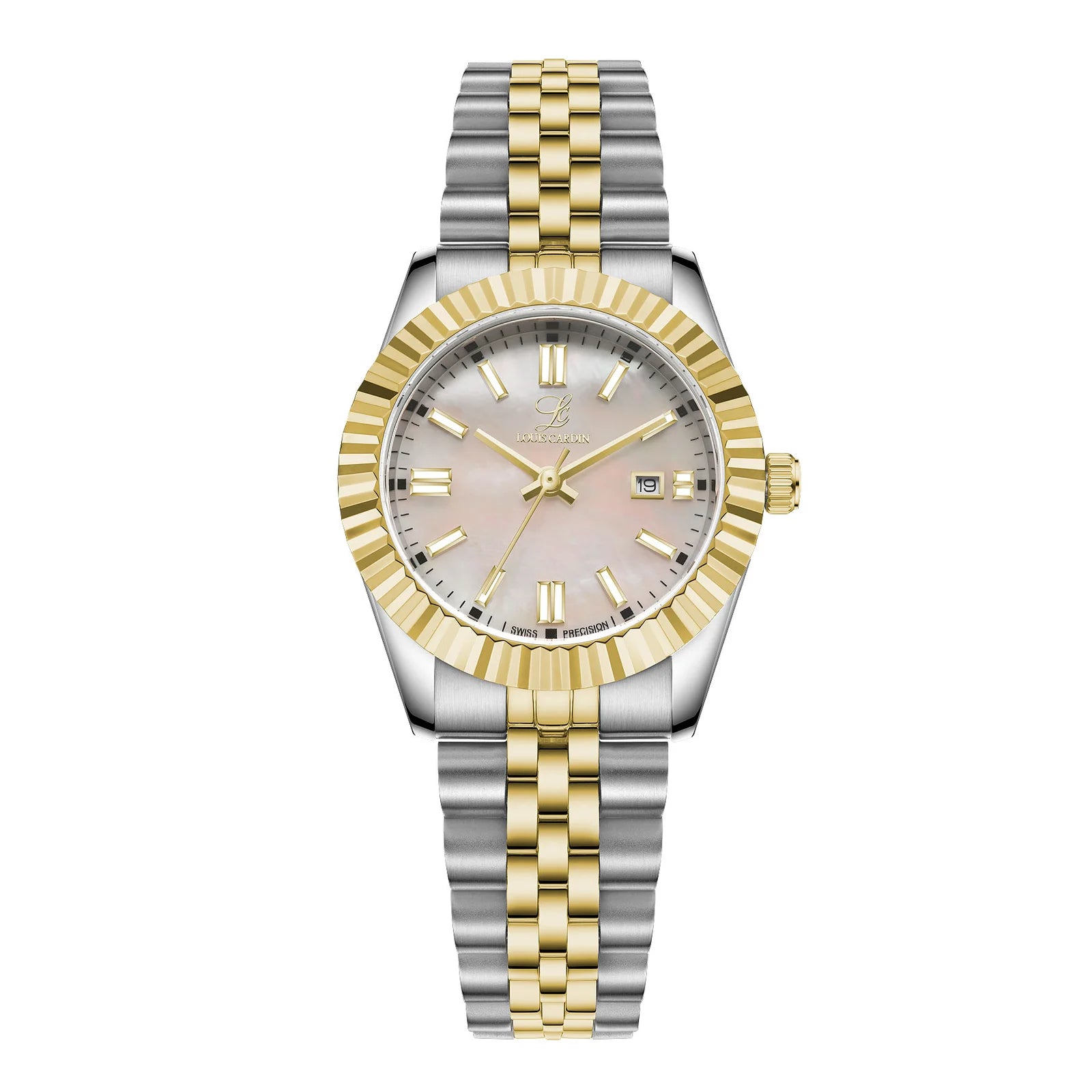 Louis Cardin Ladies Two Tone Watch MOP Dial and Date