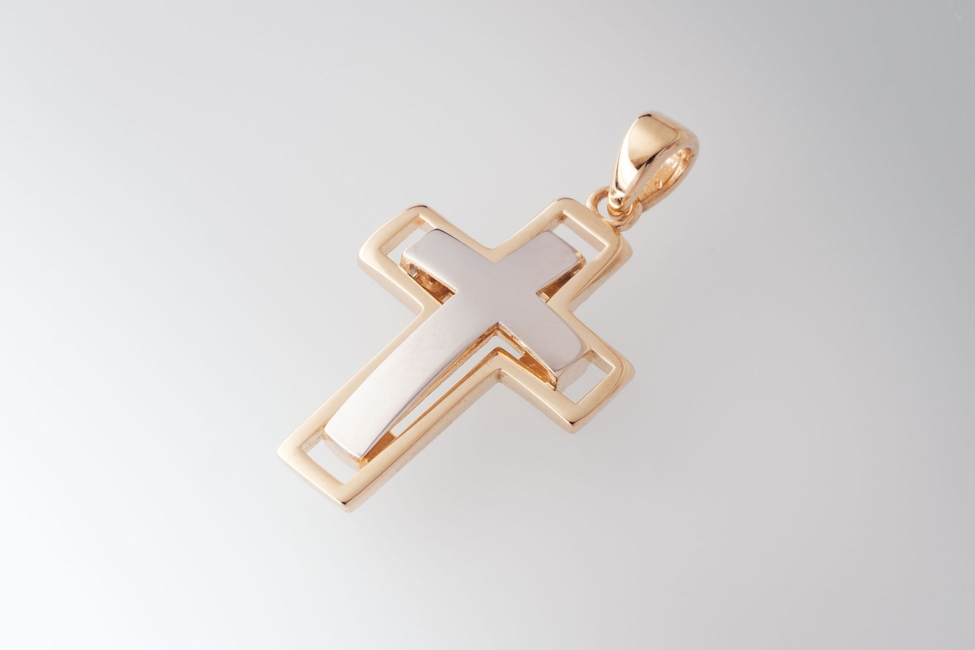 9ct Gold Two Tone Cross Pendant