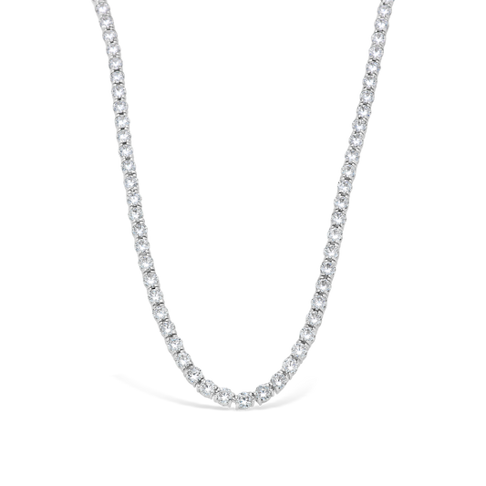 Silver 42cm Round Cubic Zirconia Tennis Necklace