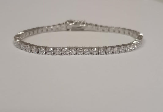 Silver 18cm 3mm Cubic Zirconia Tennis Bracelet