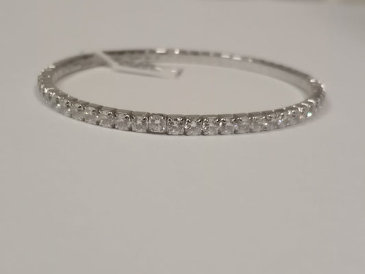 Silver Cubic Zirconia Stretchy Tennis Bracelet