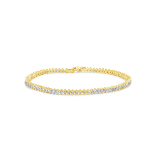 9ct Gold 19cm Claw Set Cubic Zirconia Tennis Bracelet