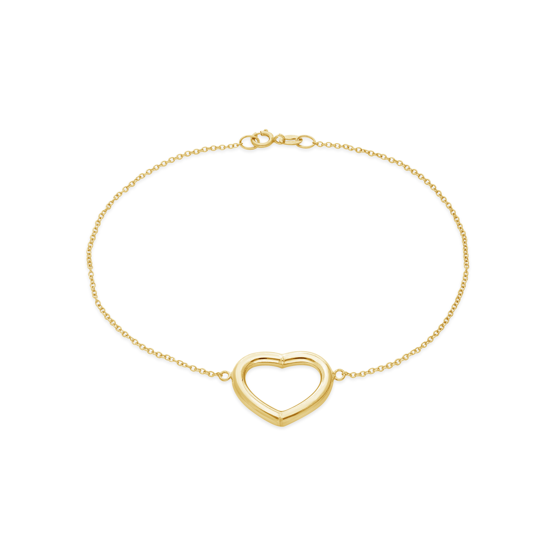 9ct Gold 19cm Heart Bracelet