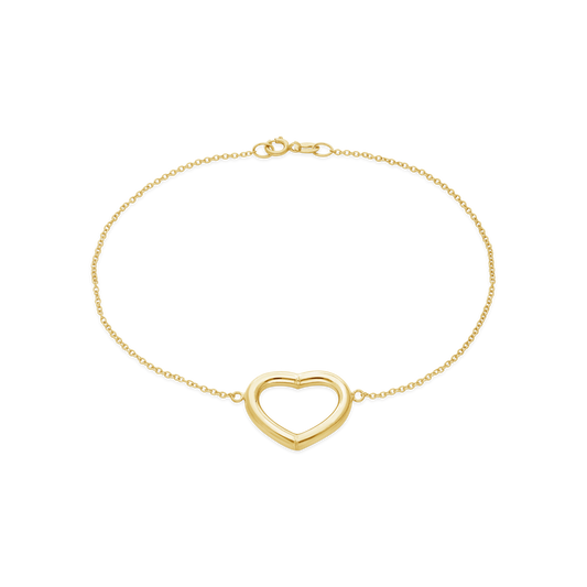 9ct Gold 19cm Heart Bracelet