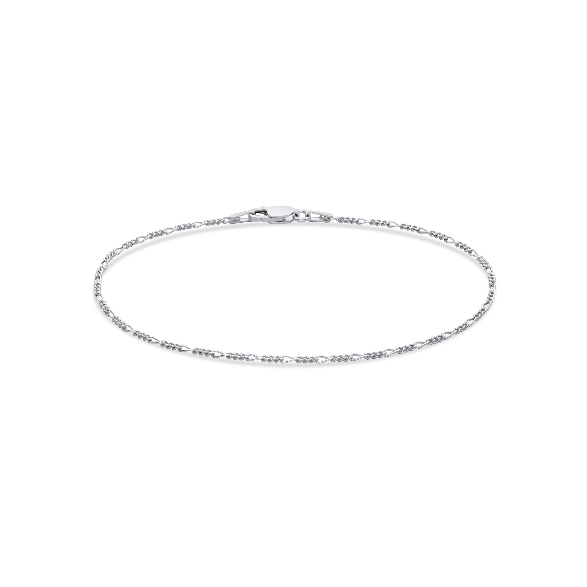 Silver 19CM Figaro 3+1 Bracelet