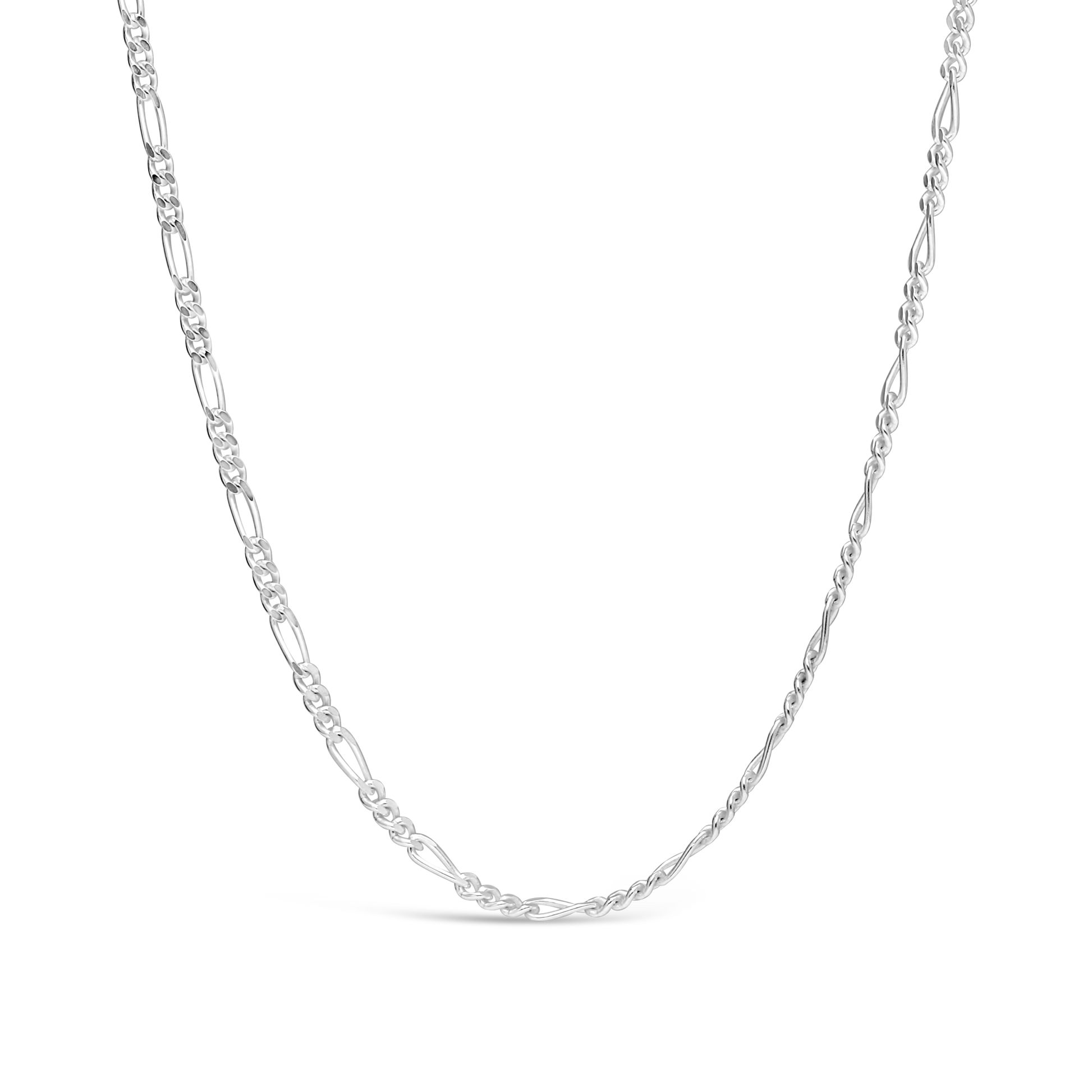 Silver 55cm Fine Figaro Link Chain