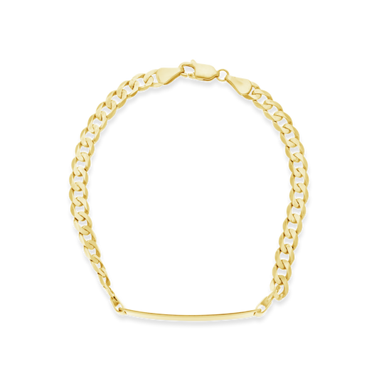 9ct Gold Gents 21cm Curb Link ID Bracelet