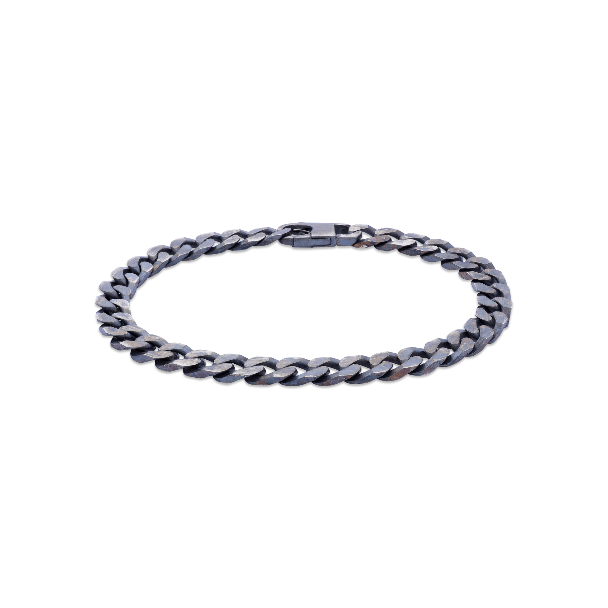 Silver Oxidized Curb Link Bracelet