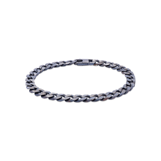 Silver Oxidized Curb Link Bracelet