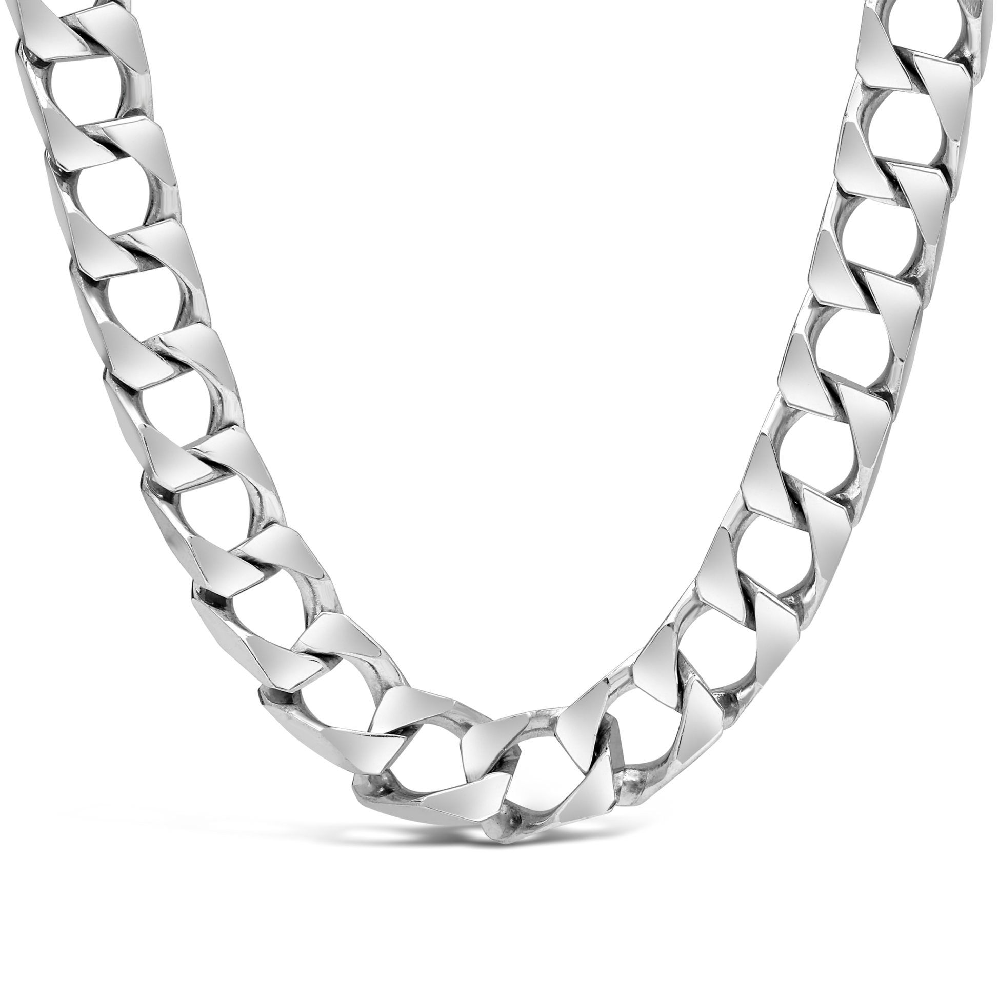 Silver Gents 60cm Square Curb link Chain