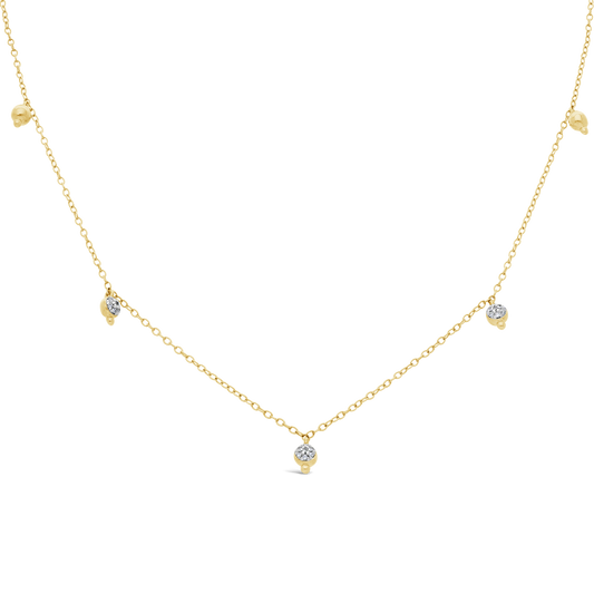 9ct Gold Fancy Chain & Ball Necklace With Diamonds