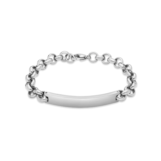 TSAR Gents Stainless Steel 21cm Round Belchor Link ID Bracelet