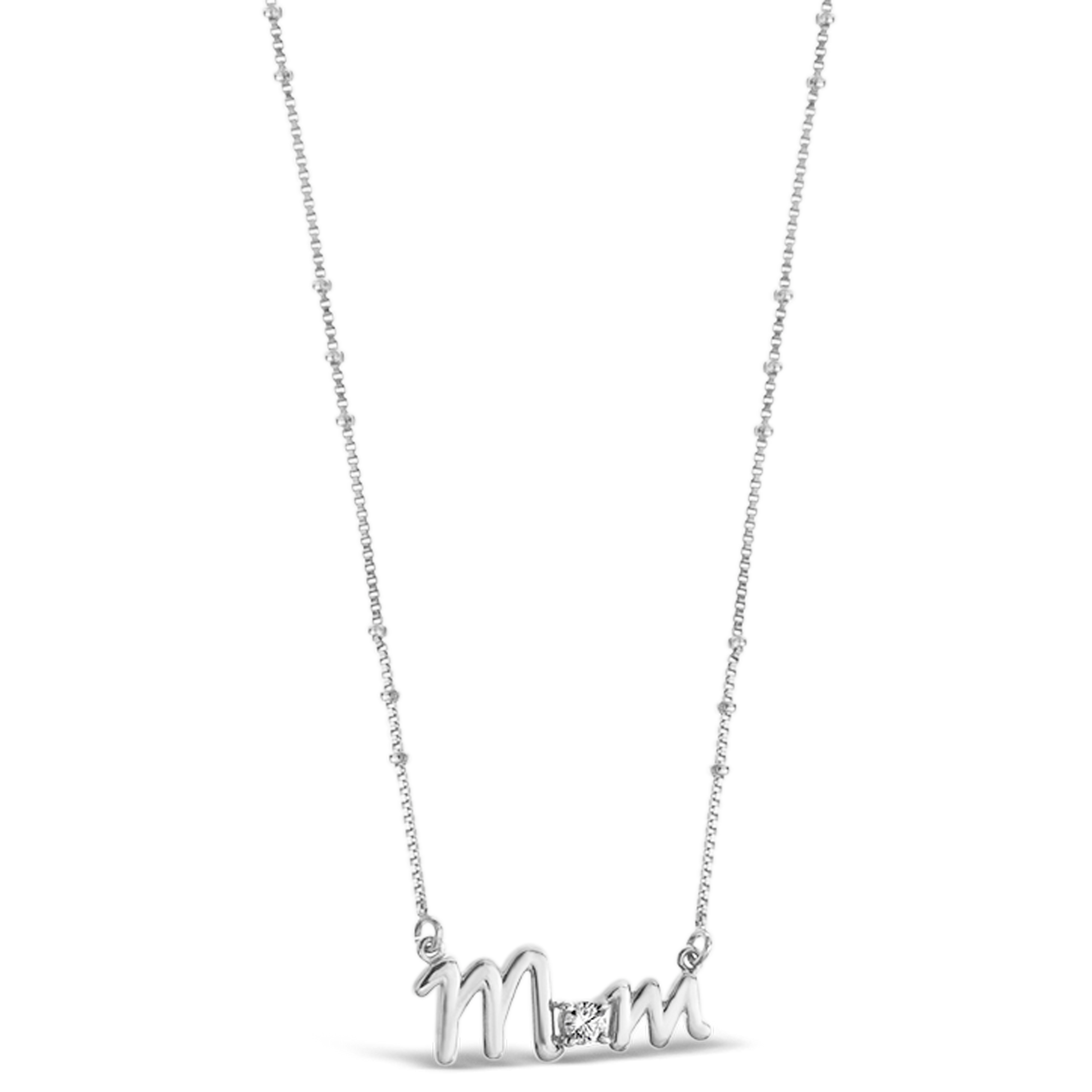 Silver Mom with Cubic Zirconia on Chain