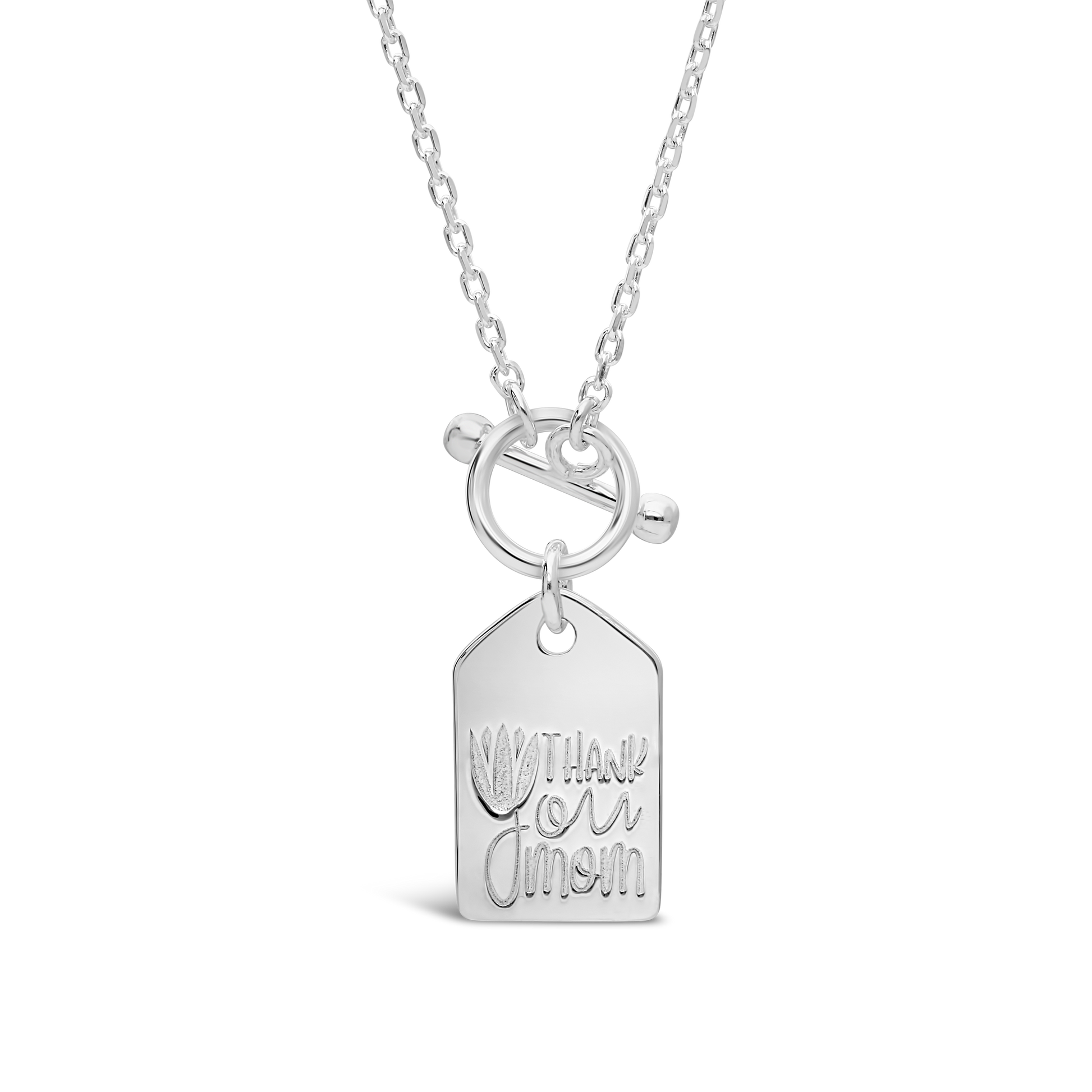 Silver 40cm Fancy "THANK YOU MOM" Necklace