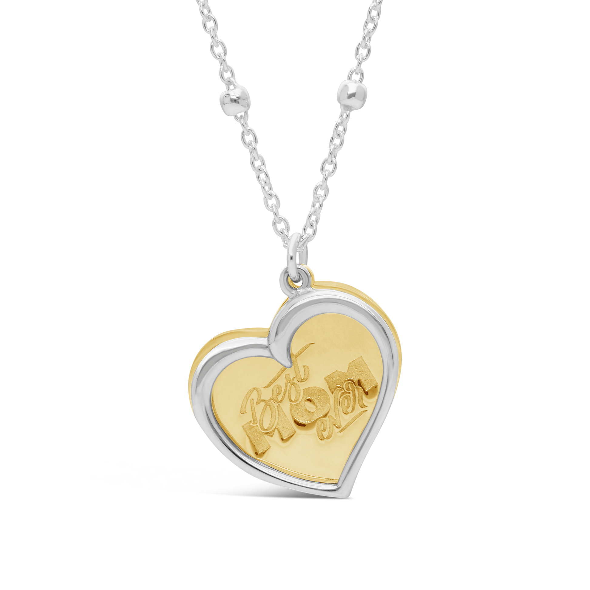 Silver & Gold Plated 40cm  Open Heart  "BEST MOM EVER" Necklace