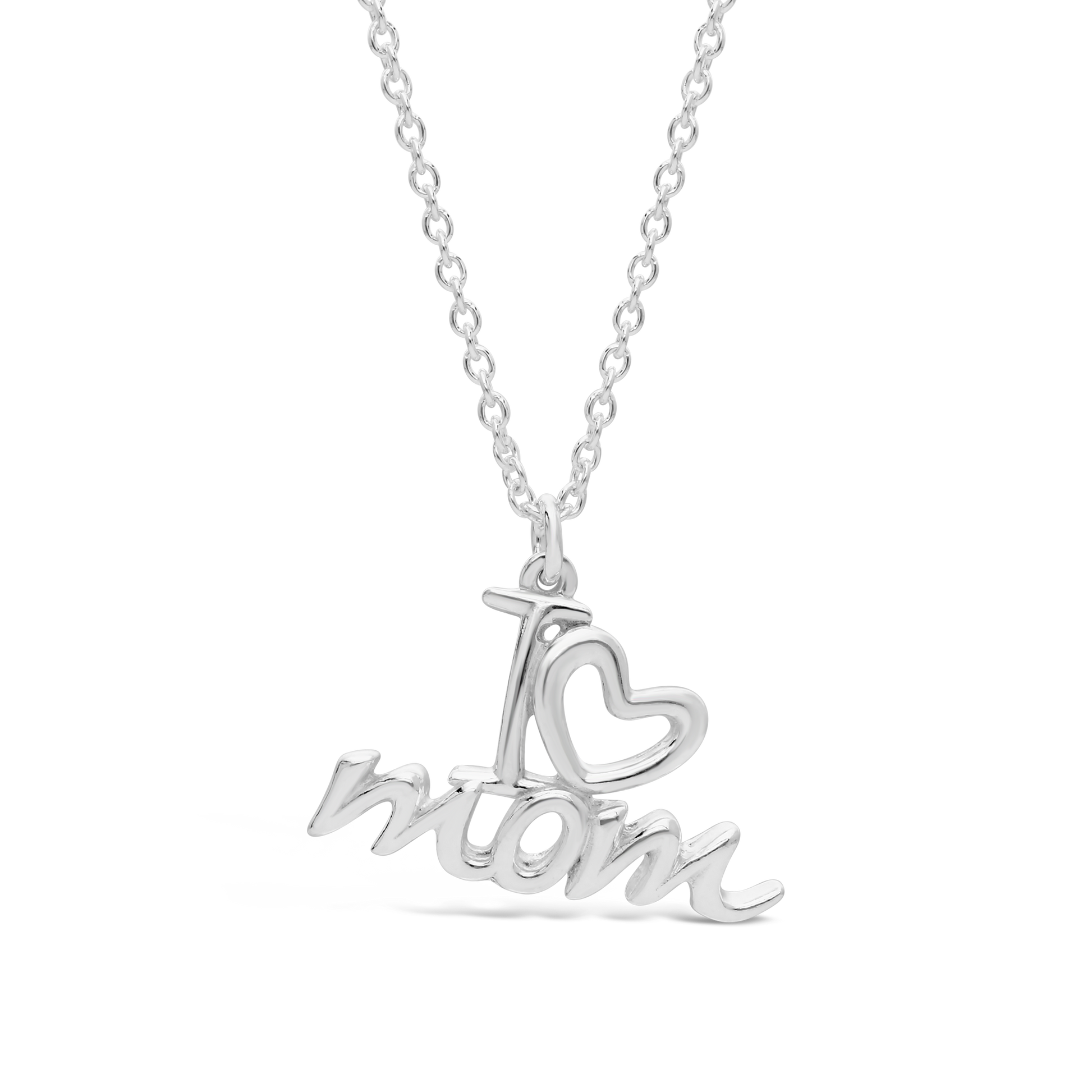 Silver 40cm Fancy "I LOVE MOM" Necklace