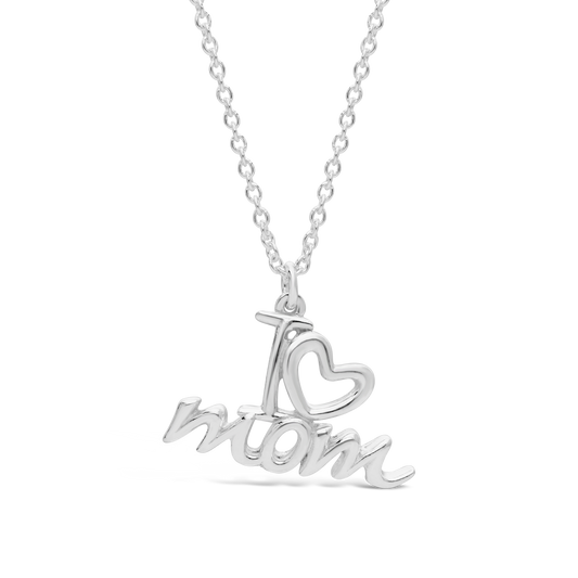 Silver 40cm Fancy "I LOVE MOM" Necklace