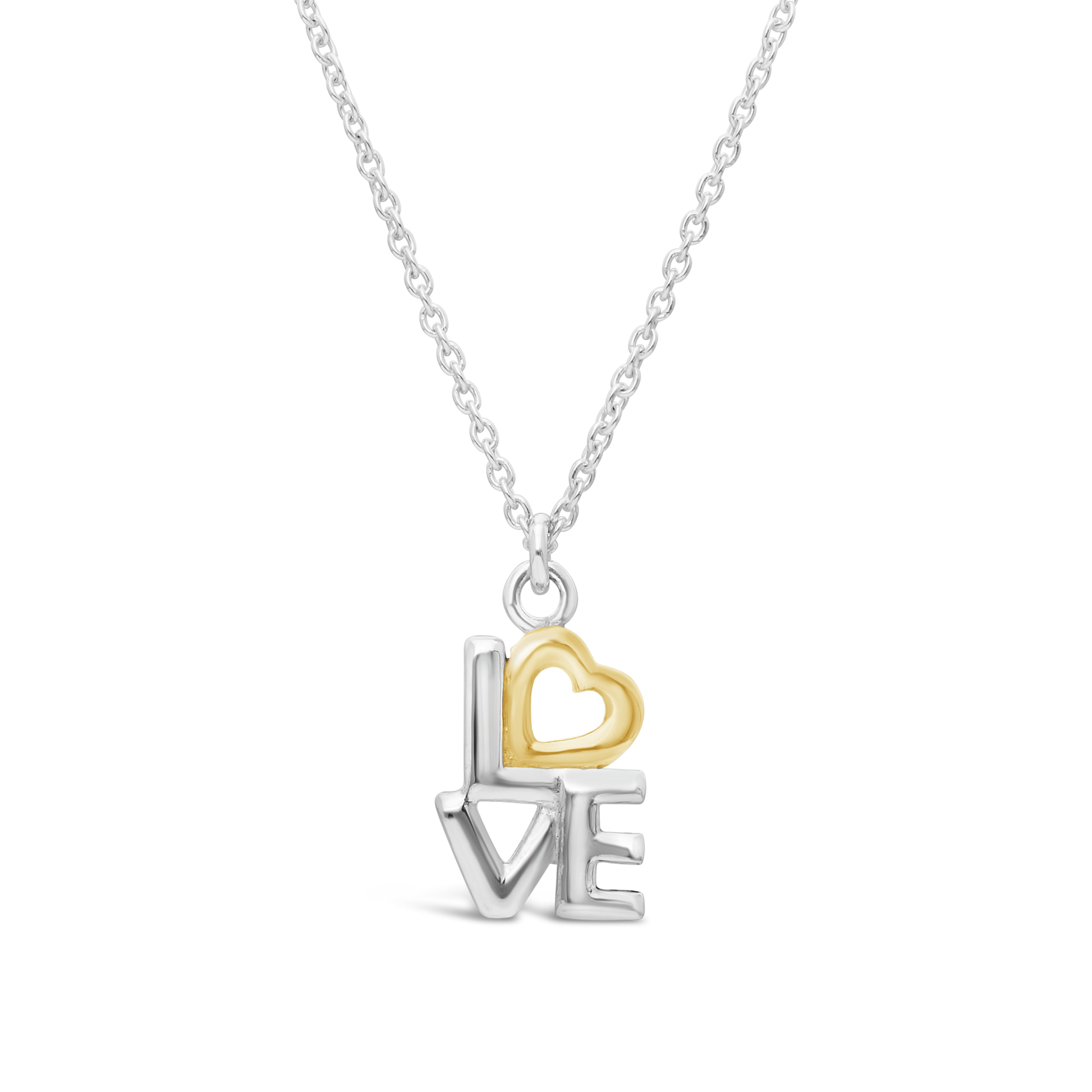 Silver 50CM Anchor Chain With "LOVE" & Heart Pendant