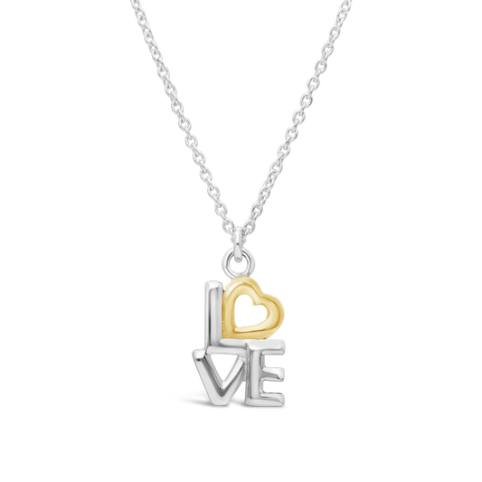 Silver 50CM Anchor Chain With "LOVE" & Heart Pendant