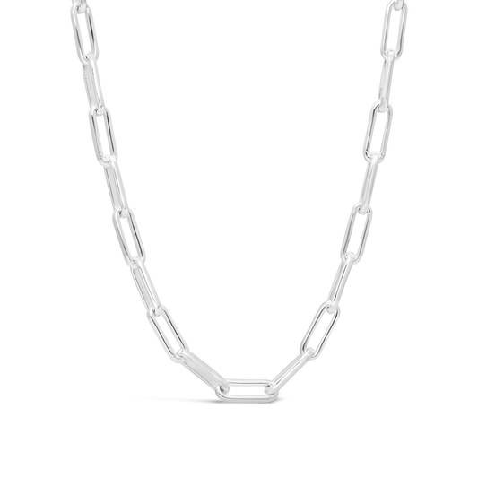 Silver 50CM Paper Clip Design Chain