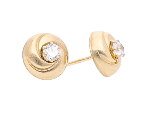 9ct Gold Round Swirl Design Cubic Zirconia Stud Earrings