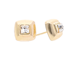 9ct Gold Square Tube Set Cubic Zirconia Stud Earrings