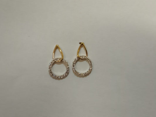 9ct Yellow Plain Pear Shape Open Design Cubic Zirconia Circle Drop Earring