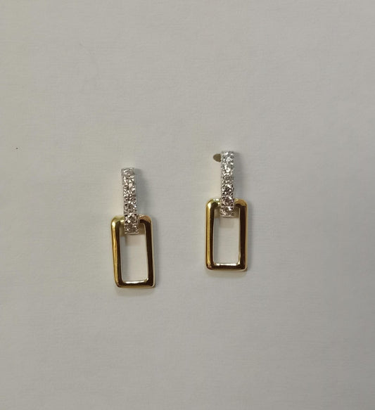 9ct Yellow Cubic Zirconia Bar - Open Design Rectangle Drop Earring