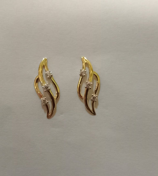 9ct Yellow 3 Stone Cubic Zirconia Fancy Drop Earring