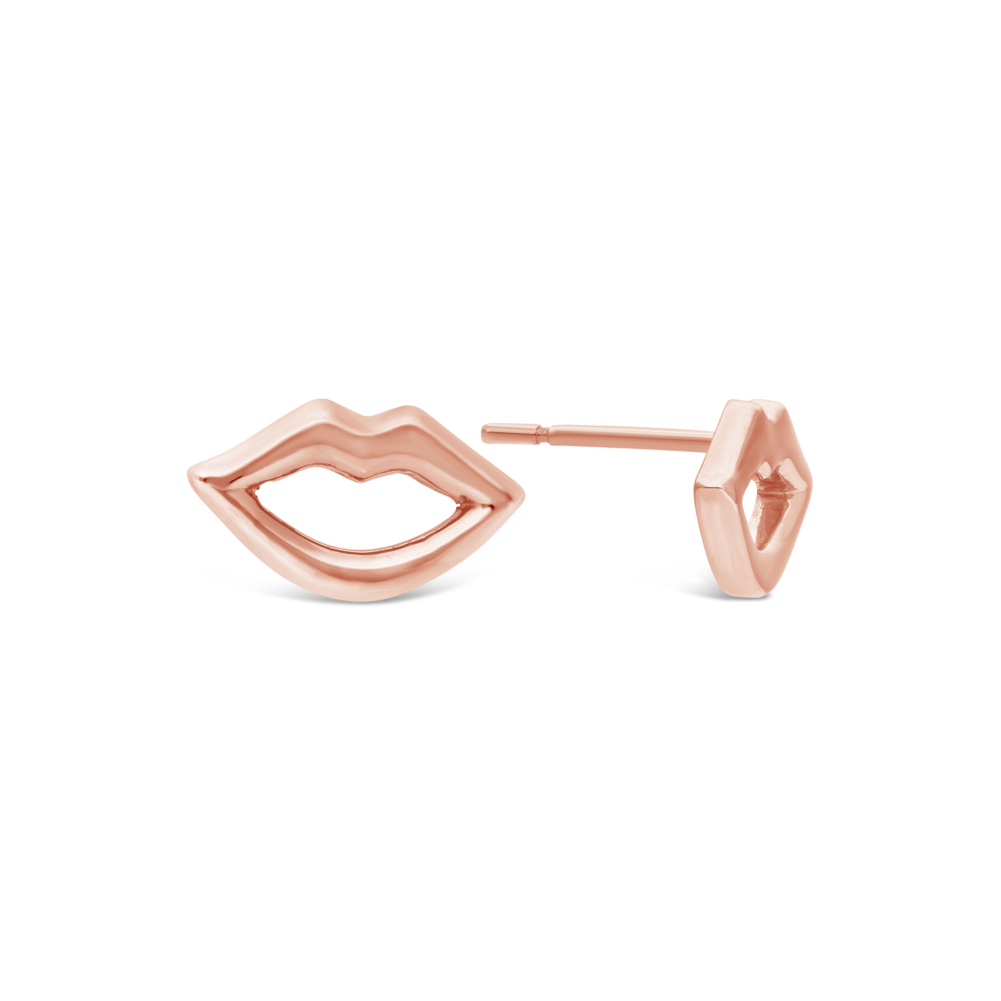 Silver Pink Plated Cut Out Lip Stud Earring