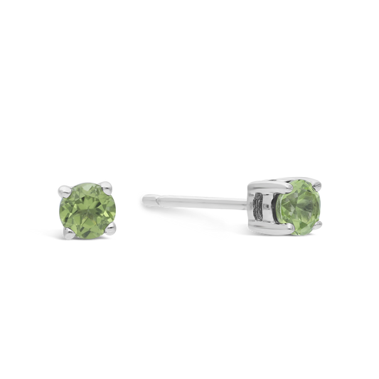 Silver 4 Claw Peridot Stud Earring