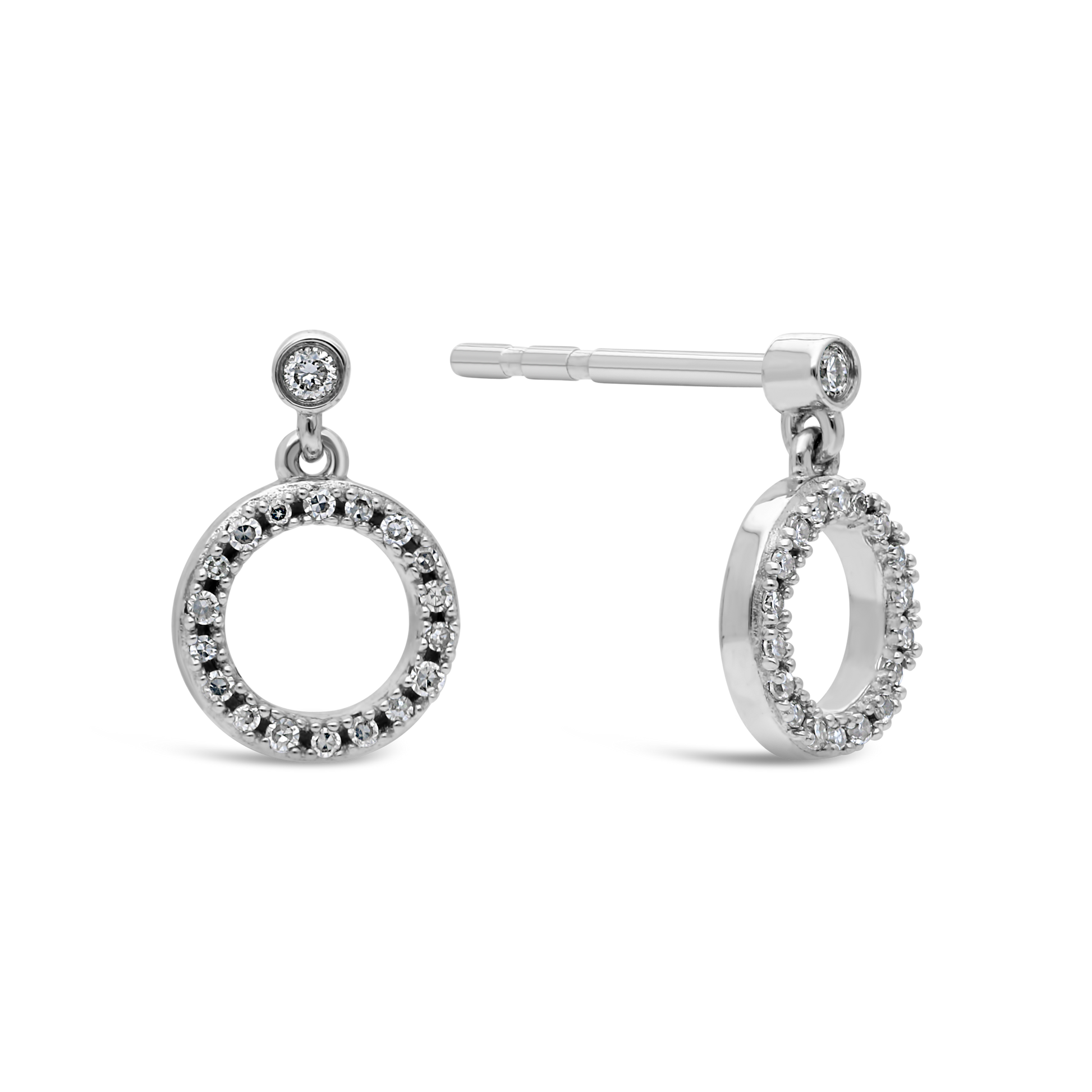 18ct White Gold Fancy Circle Diamond Earrings