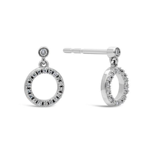 18ct White Gold Fancy Circle Diamond Earrings