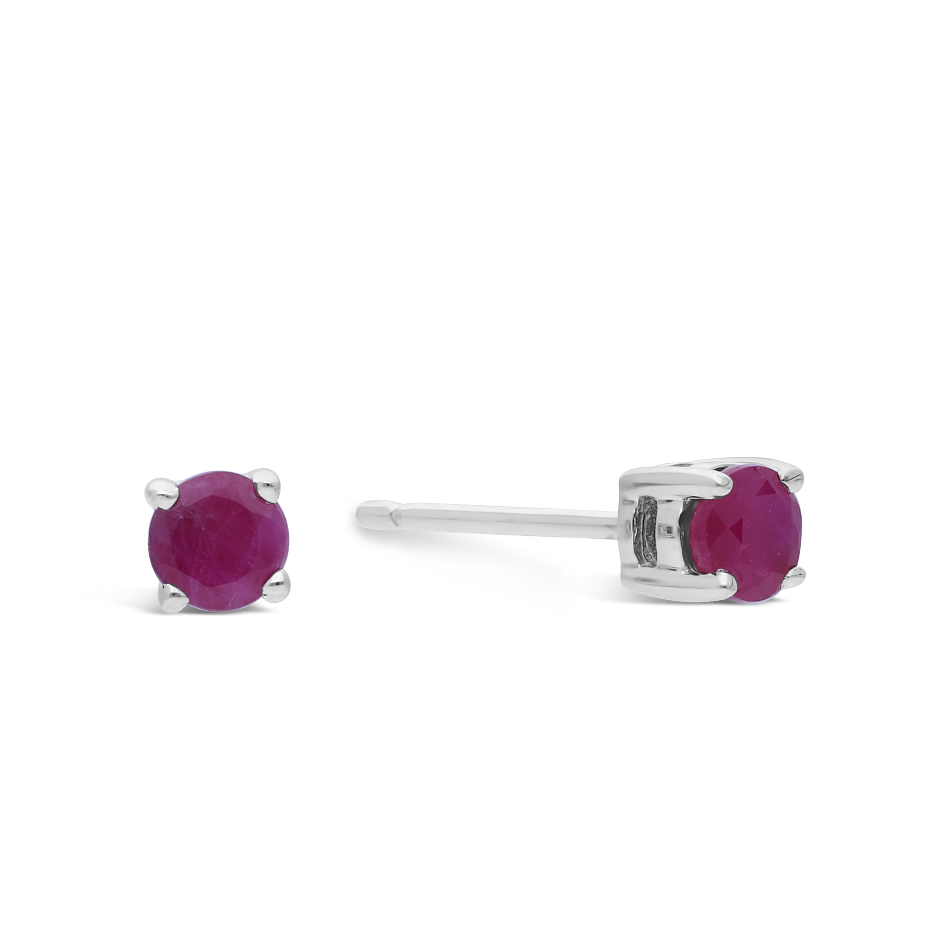 Silver 4 Claw Ruby Stud Earring