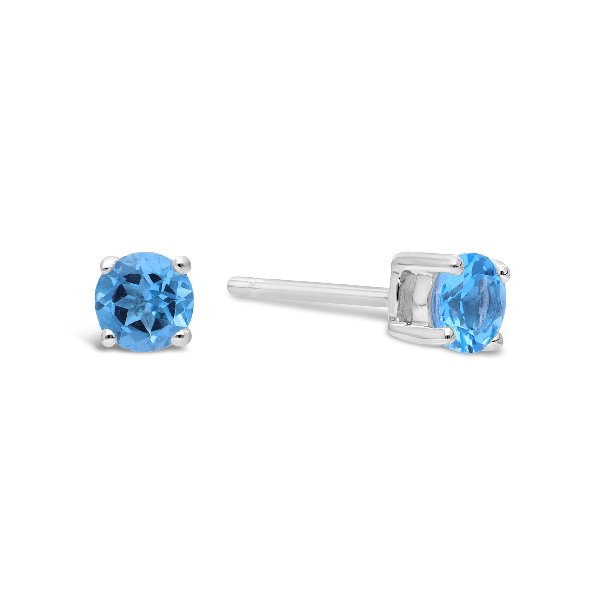 Silver 4 Claw Topaz Stud Earring