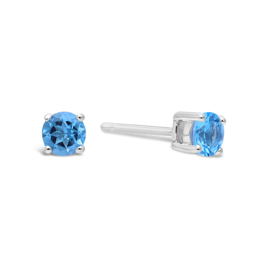 Silver 4 Claw Topaz Stud Earring