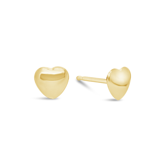 9ct Gold Plain Heart Stud Earring