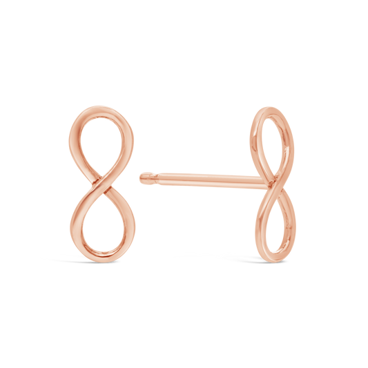9ct Rose Gold Plain Infinity Stud Earring