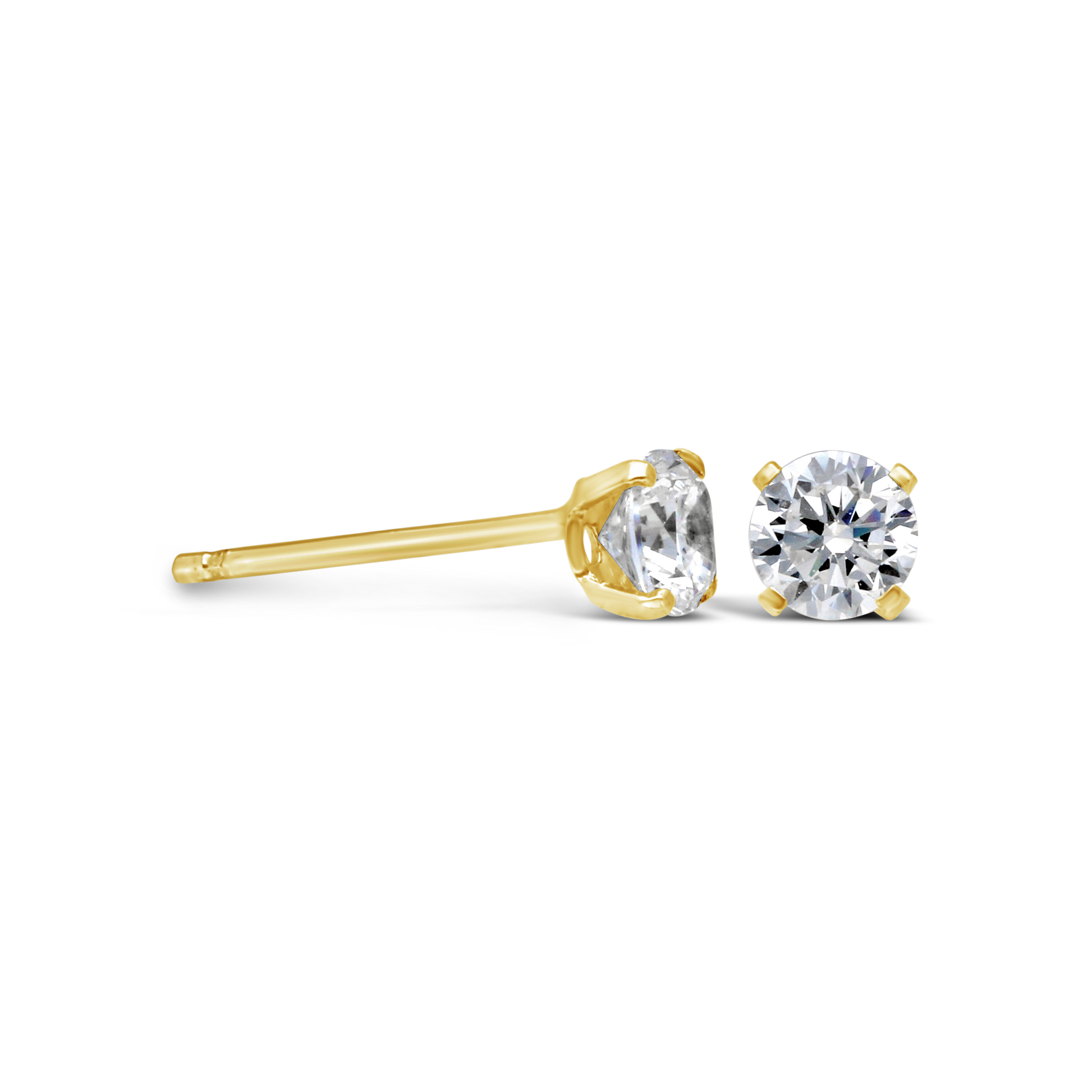 9ct Gold 3mm Claw Set Cubic Zirconia Stud Earring