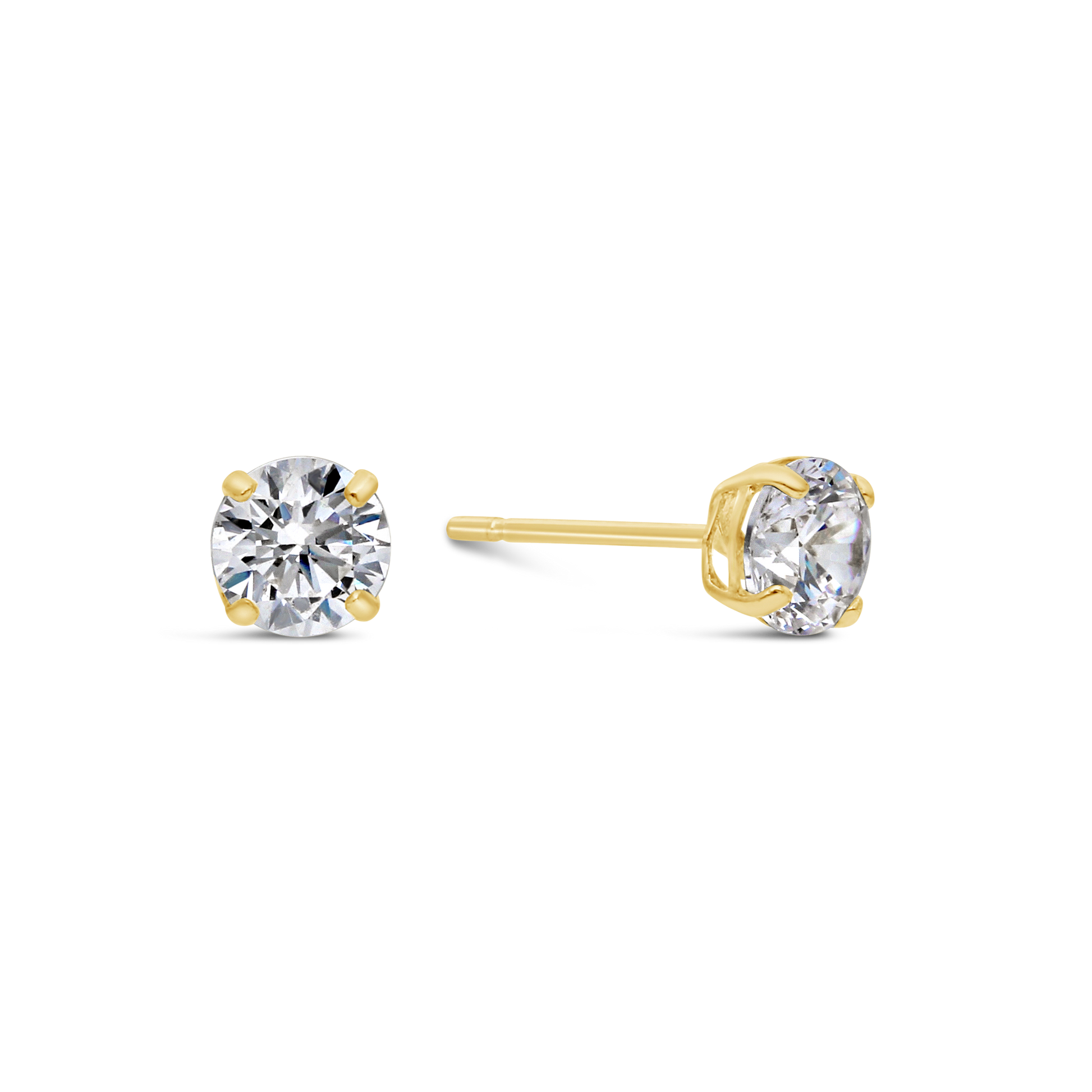 9ct Gold 4mm Claw Set Cubic Zirconia Stud Earring