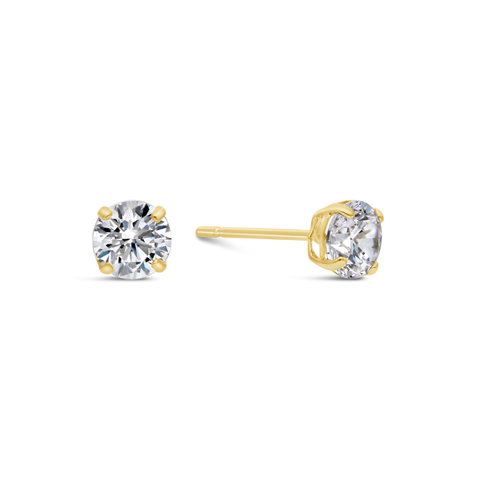 9ct Gold 4mm Claw Set Cubic Zirconia Stud Earring