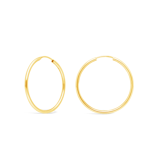 9ct Gold 25mm Sleeper Hoop Earrings