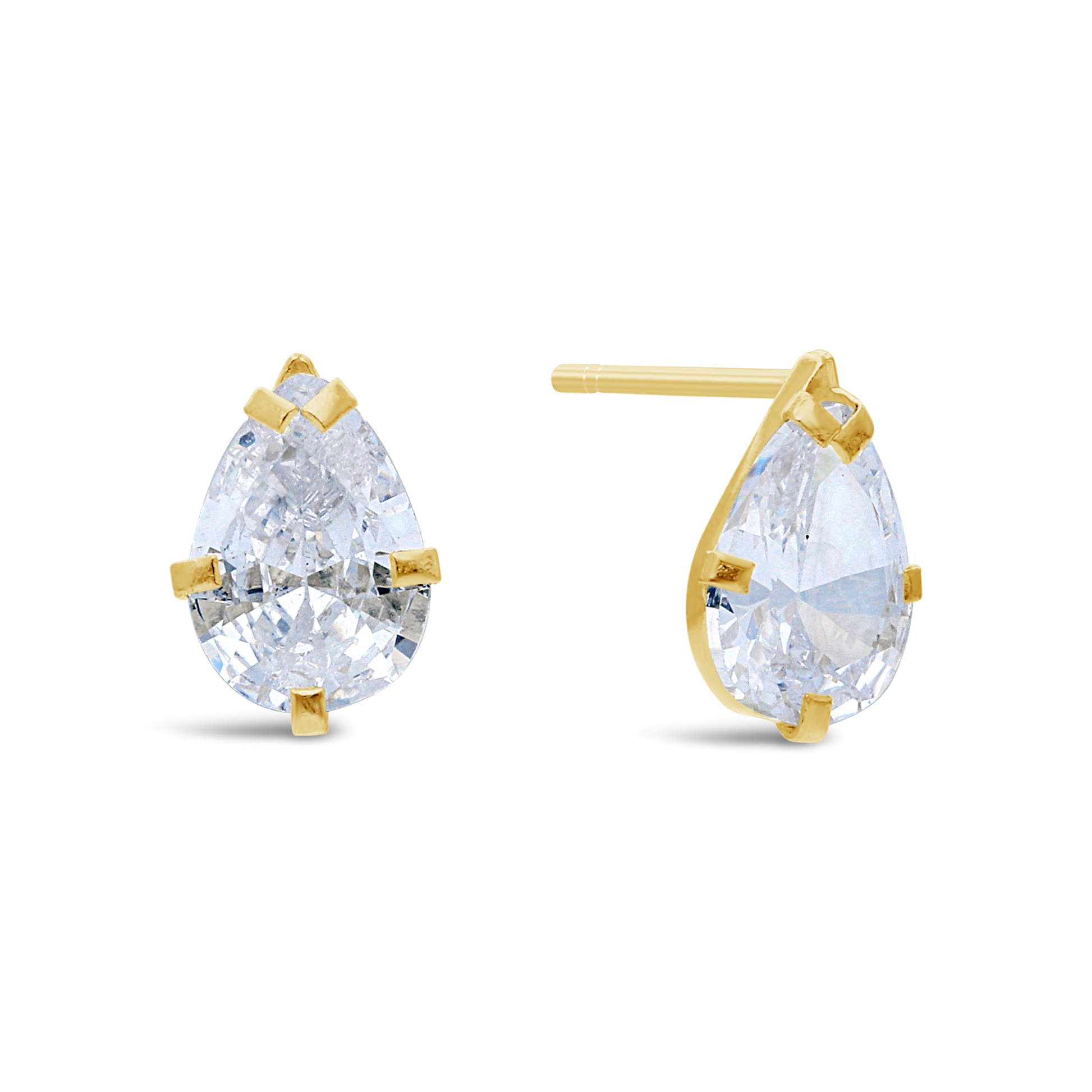 9ct Gold Small Cubic Zirconia Pear Shape Drop Earring