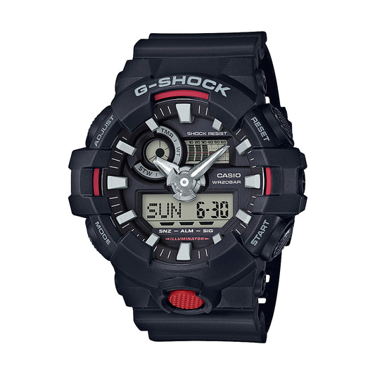 Casio Gents Gshock Anadigi Black Resin Round Black/Red Dial