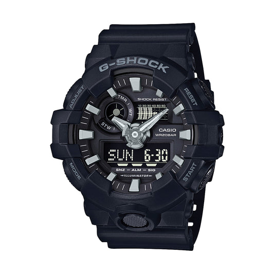 Casio Gents Gshock Anadigi Black Resin Round Black Dial