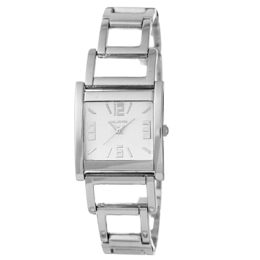 Hallmark Ladies Rectangle Case Silver Dial Stainless Steel Bracelet