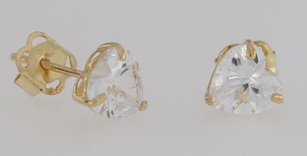 9ct Gold Heart Shape Cubic Zirconia Stud Earrings