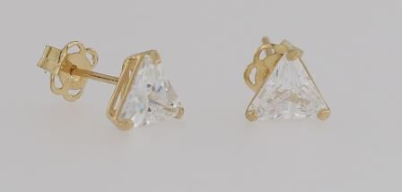 9ct Gold Triangle Shape Cubic Zirconia Stud Earrings