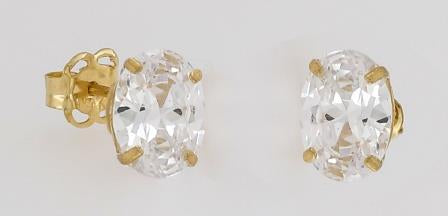 9ct Gold Oval Shape Cubic Zirconia Stud Earrings